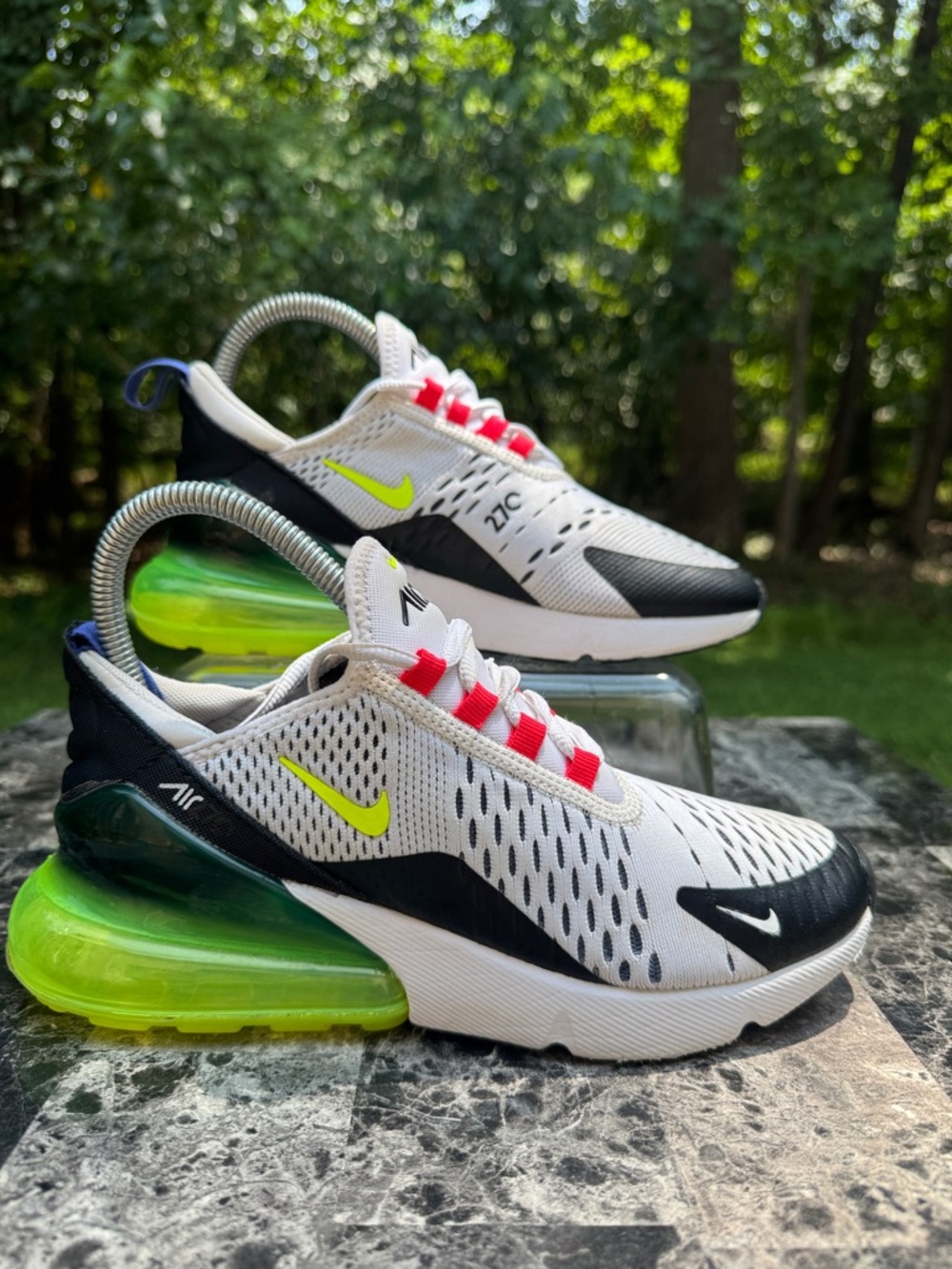 Nike W Air Max 270 White Volt Lt Ultramarine Shoes (AH6789 116) Wmsn Size 6.5